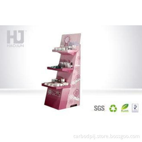 Pink Folding Corrugated Toiletry / Cardboard Cosmetic Displ